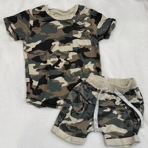 Little Bipsy Camo Tee and Shorts Set